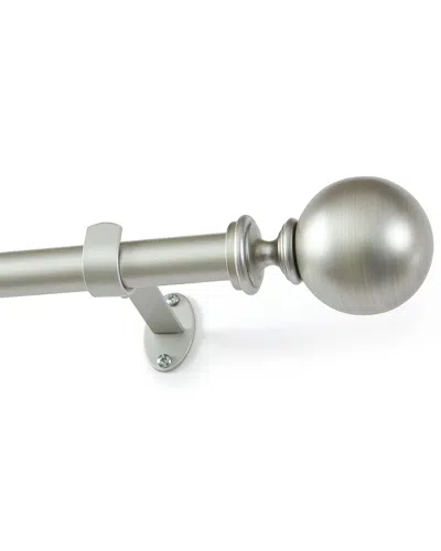 Threadmade Cordelia Single Curtain Rod With Globe Ball Finial In Gray