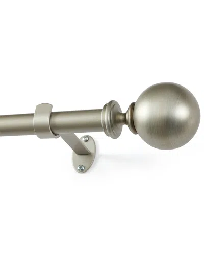Threadmade Cordelia Single Curtain Rod With Globe Ball Finial In Silver