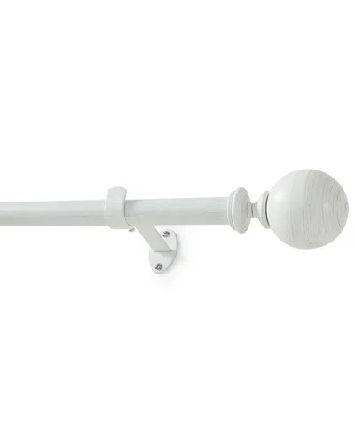 Threadmade Cordelia Single Curtain Rod With Globe Ball Finial In White