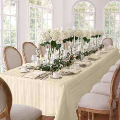 Threadmade Denley Stripe Jacquard Tablecloth In Neutral