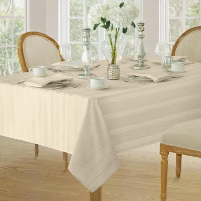 Threadmade Denley Stripe Jacquard Tablecloth In Neutral