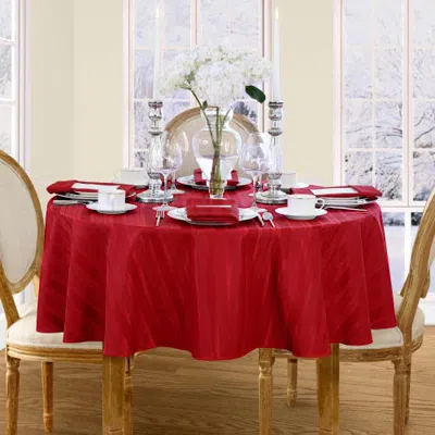 Threadmade Denley Stripe Jacquard Tablecloth In Red