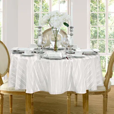 Threadmade Denley Stripe Jacquard Tablecloth In White