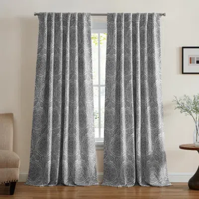 Threadmade Giovanni Medallion Blackout Window Curtain Panel In Gray
