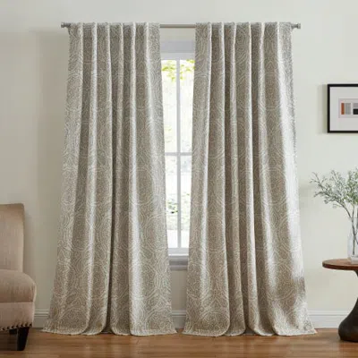 Threadmade Giovanni Medallion Blackout Window Curtain Panel In Neutral