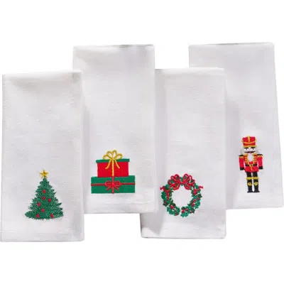 Threadmade Holiday Embroidered Napkins Set Of 4 In Multi