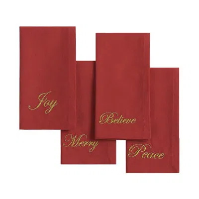 Threadmade Holiday Sentiments Napkins Set Of 4 In Purple