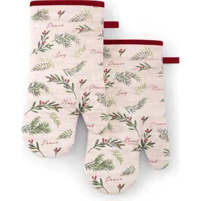 Threadmade Holiday Tree Trimmings Oven Mitts, Set Of 2, Red In Multi