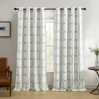 Threadmade Kaiden Geometric Room Darkening Window Curtain In Gray