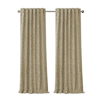 Threadmade Mia Jacquard Scroll Blackout Window Curtain In Brown