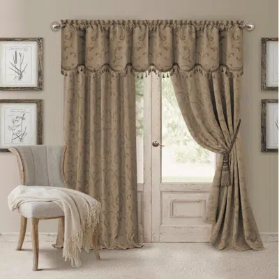 Threadmade Mia Jacquard Scroll Blackout Window Curtain In Brown