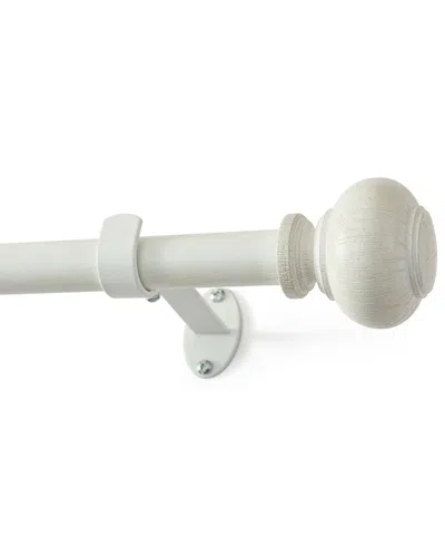 Threadmade Rhinebeck Rustic Faux Wood 1 Window Drapery Single Curtain Rod In White