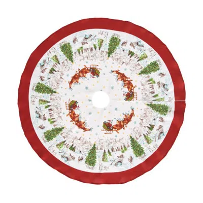 Threadmade Santa's Snowy Sleighride Christmas Tree Skirt, Multicolor