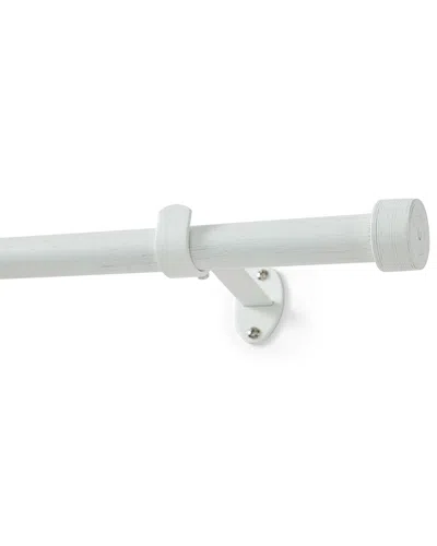 Threadmade Serena Single Curtain Rod With Contemporary Cap Finial In White