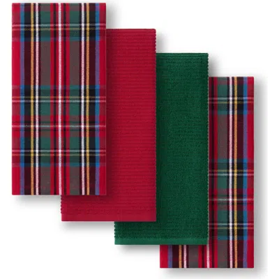 Threadmade Stowe Tartan Plaid Holiday Kitchen Towels, Set Of 4 In Multi