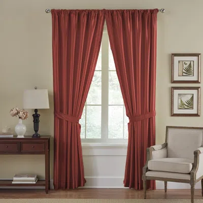 Threadmade Versailles Faux Silk Blackout Window Curtain In Burgundy