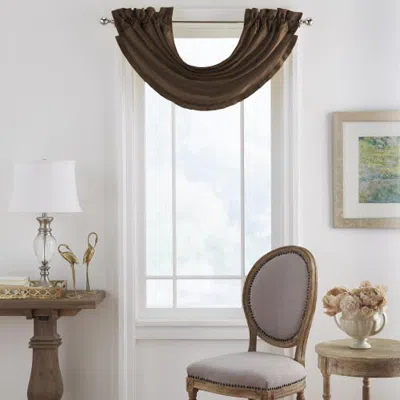 Threadmade Versailles Faux Silk Waterfall Window Valance In Brown