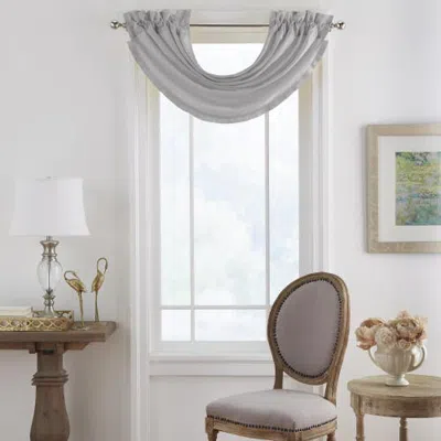 Threadmade Versailles Faux Silk Waterfall Window Valance In Gray