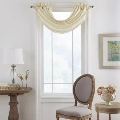 Threadmade Versailles Faux Silk Waterfall Window Valance In Gold