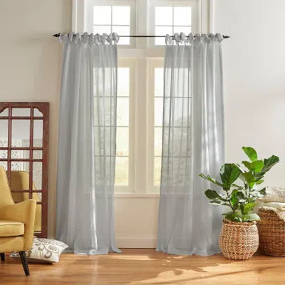 Threadmade Vienna Tie-top Sheer Window Curtain In Gray