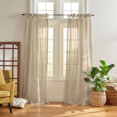 Threadmade Vienna Tie-top Sheer Window Curtain In Brown