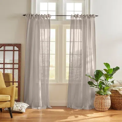 Threadmade Vienna Tie-top Sheer Window Curtain In Gray