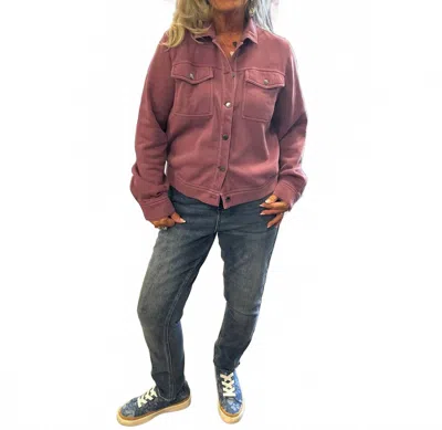 Threads 4 Thought Abbey Fleece Button Down Mineral Wash Jacket In Mauve In Brown