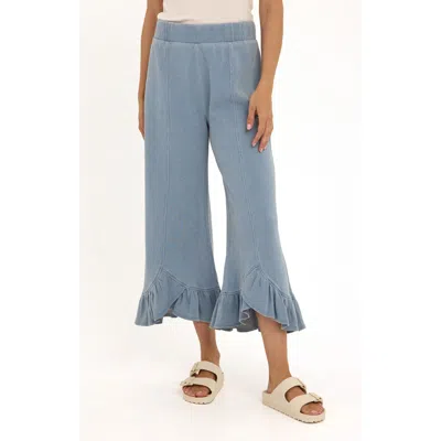 Threads 4 Thought Akela Organic Cotton Terry Cloth Ruffle Hem Pants In Blue