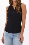 Threads 4 Thought Akia Feather Ribbed Henley Tank In Black