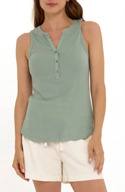 Threads 4 Thought Akia Feather Ribbed Henley Tank In Green