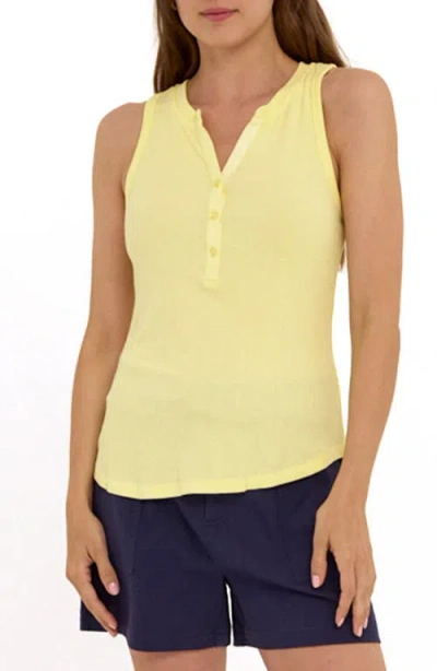 Threads 4 Thought Akia Feather Ribbed Henley Tank In Green