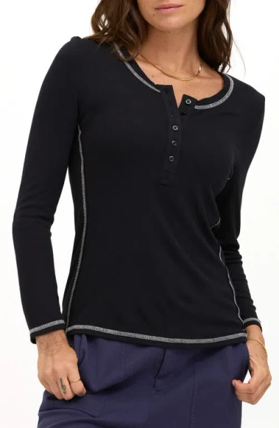Threads 4 Thought Alida Feather Rib Henley In Black