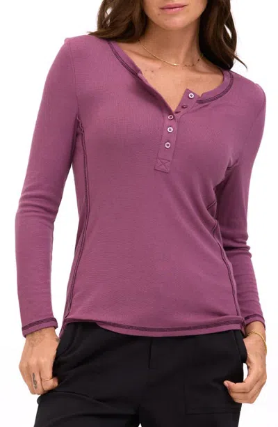 Threads 4 Thought Alida Feather Rib Henley In Royal Plum/ultra Maroon
