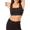 Threads 4 Thought Amorette Square Neck Sports Bra In Jet Black