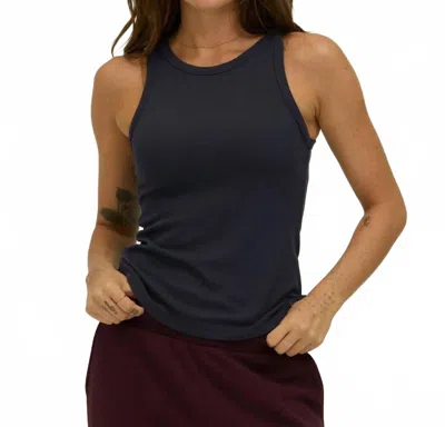 Threads 4 Thought Bailey Feather Rib Knit High Neck Tank Top In Stargazer In Blue