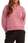 Threads 4 Thought Constance Triblend Half Zip Pullover Sweatshirt In Pink