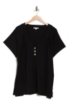 Threads 4 Thought Delanie Rib Henley T-shirt In Black