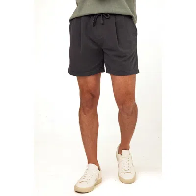 Threads 4 Thought Easton Pleated Mineral Wash Terry Cloth Shorts In Black