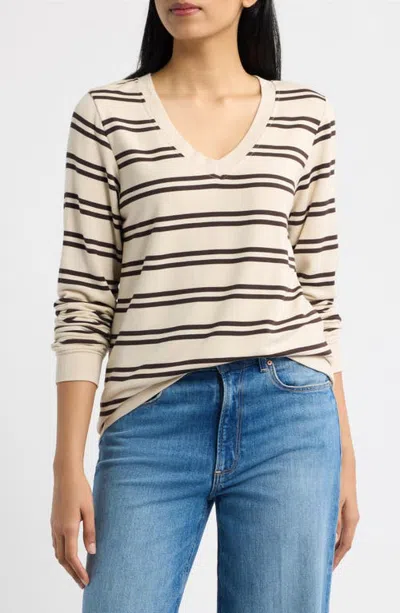 Threads 4 Thought Edwina Barbados Stripe Feather Fleece Sweatshirt In Tapioca/cocoa