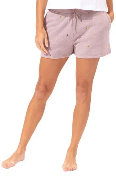 Threads 4 Thought Embroidered Lemon Fleece Shorts In Lilac Ash