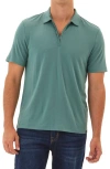 Threads 4 Thought Erick Solid Peached Piqué Zip Polo In Watercress