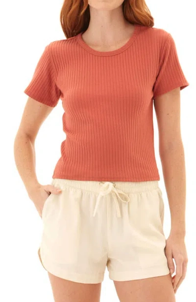 Threads 4 Thought Felicia Stretch Organic Cotton Rib T-shirt In Red