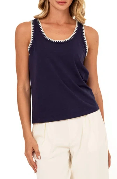 Threads 4 Thought Genevieve Contrast Trim Tank In Blue