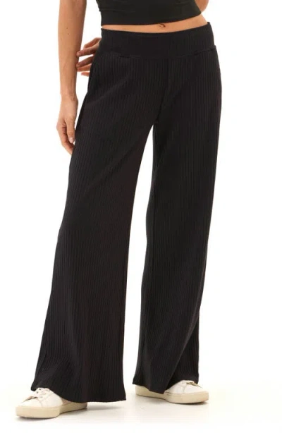 Threads 4 Thought Isla Organic Cotton Blend Rib Wide Leg Pants In Black