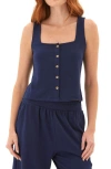 Threads 4 Thought Jamila Front Button Sleeveless Top In Stargazer