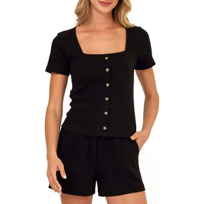 Threads 4 Thought Jamila Smocked Square Neck Top In Black