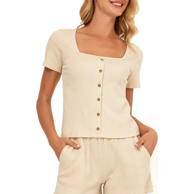 Threads 4 Thought Jamila Smocked Square Neck Top In Neutral