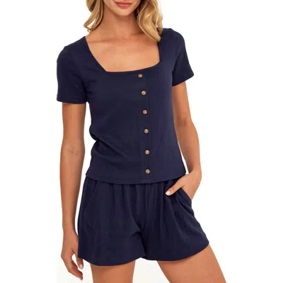 Threads 4 Thought Jamila Smocked Square Neck Top In Blue