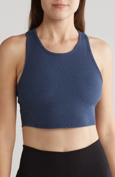 Threads 4 Thought Kensi Ribbed Sports Bra In Heather Chambray