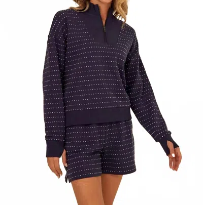 Threads 4 Thought Kindra Dot Embroidered Terry Pullover In Navy In Blue